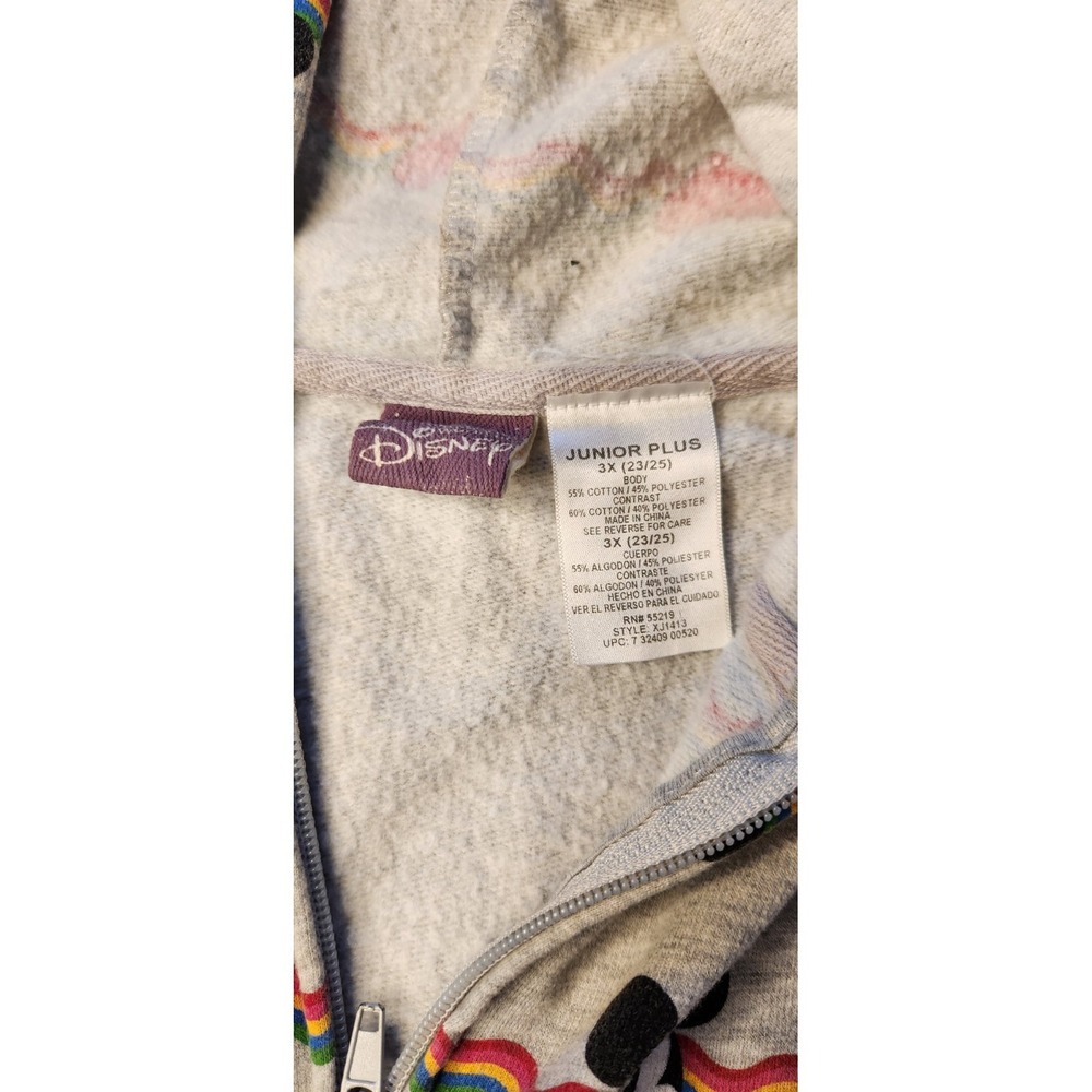 Disney Mickey Mouse Rainbow  Hearts Long-sleeve Hoodie Juniors Plus 3X Pre-owned - Picture 2 of 4